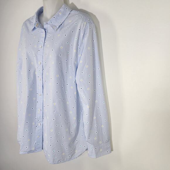 Talbots Shirt Floral Striped Button Down Sz XLP Blue Long Sleeve Preppy Coastal - Picture 5 of 8